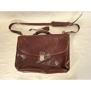 Cenzo Italian Leather Briefcase Messenger Bag Floto Laptop Case Satchel Brown WR
